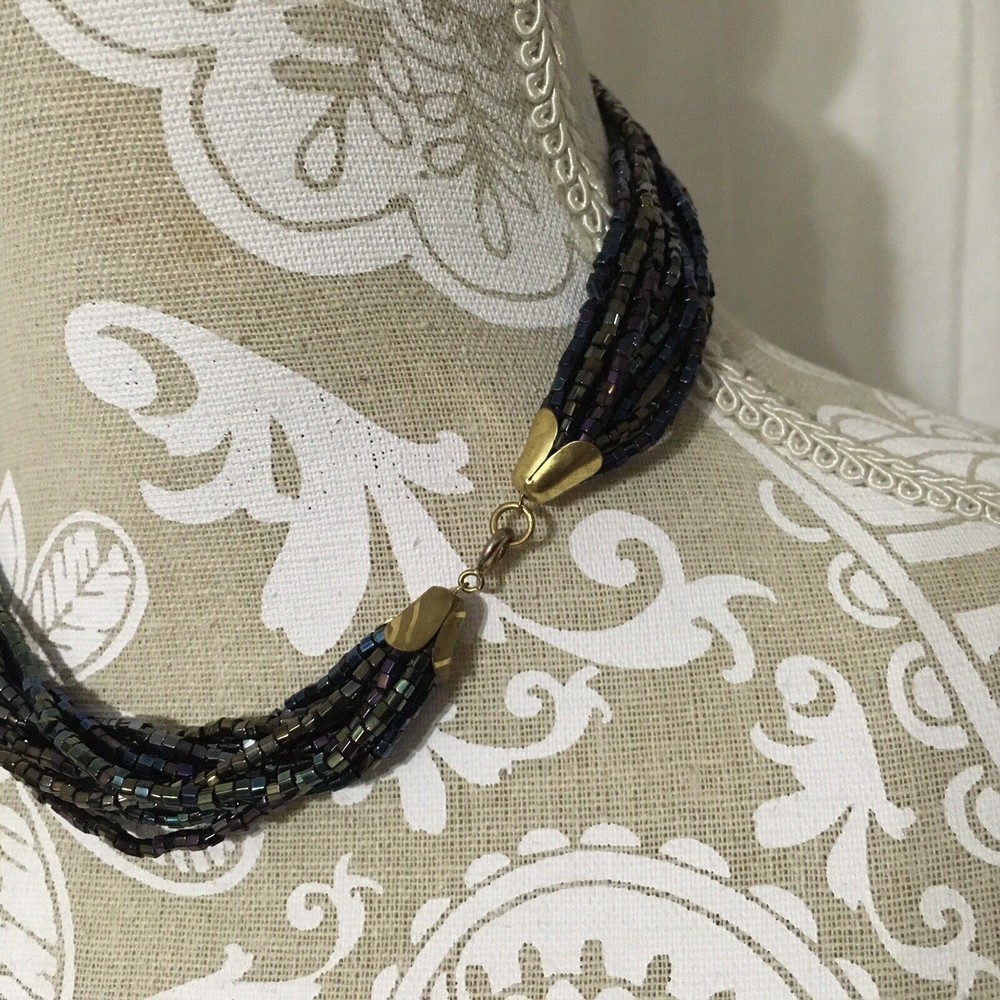 16" Multi Strand Seed Bead Statement Choker Neckl… - image 5